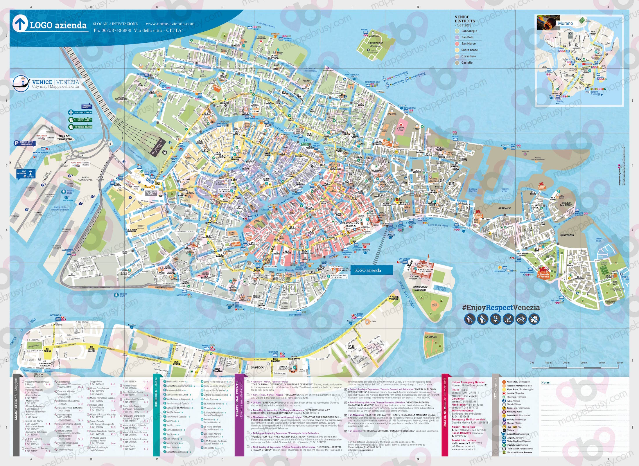 Mappa di Venezia - Venice city map - mappa Venezia - mappa personalizzata di Venezia - mappa tursitica di Venezia