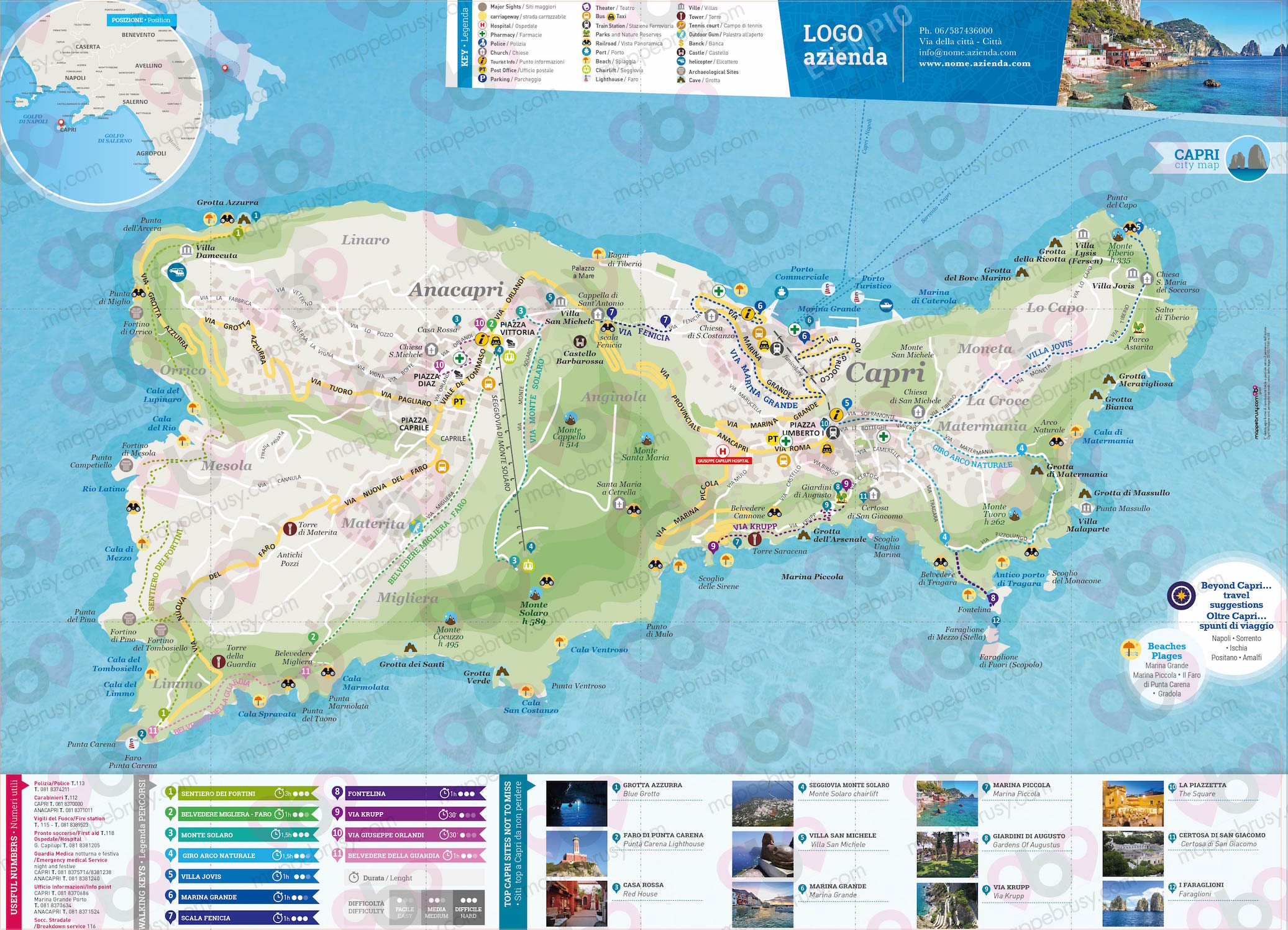 Mappa di Capri - Capri city map - mappa Capri - mappa personalizzata di Capri