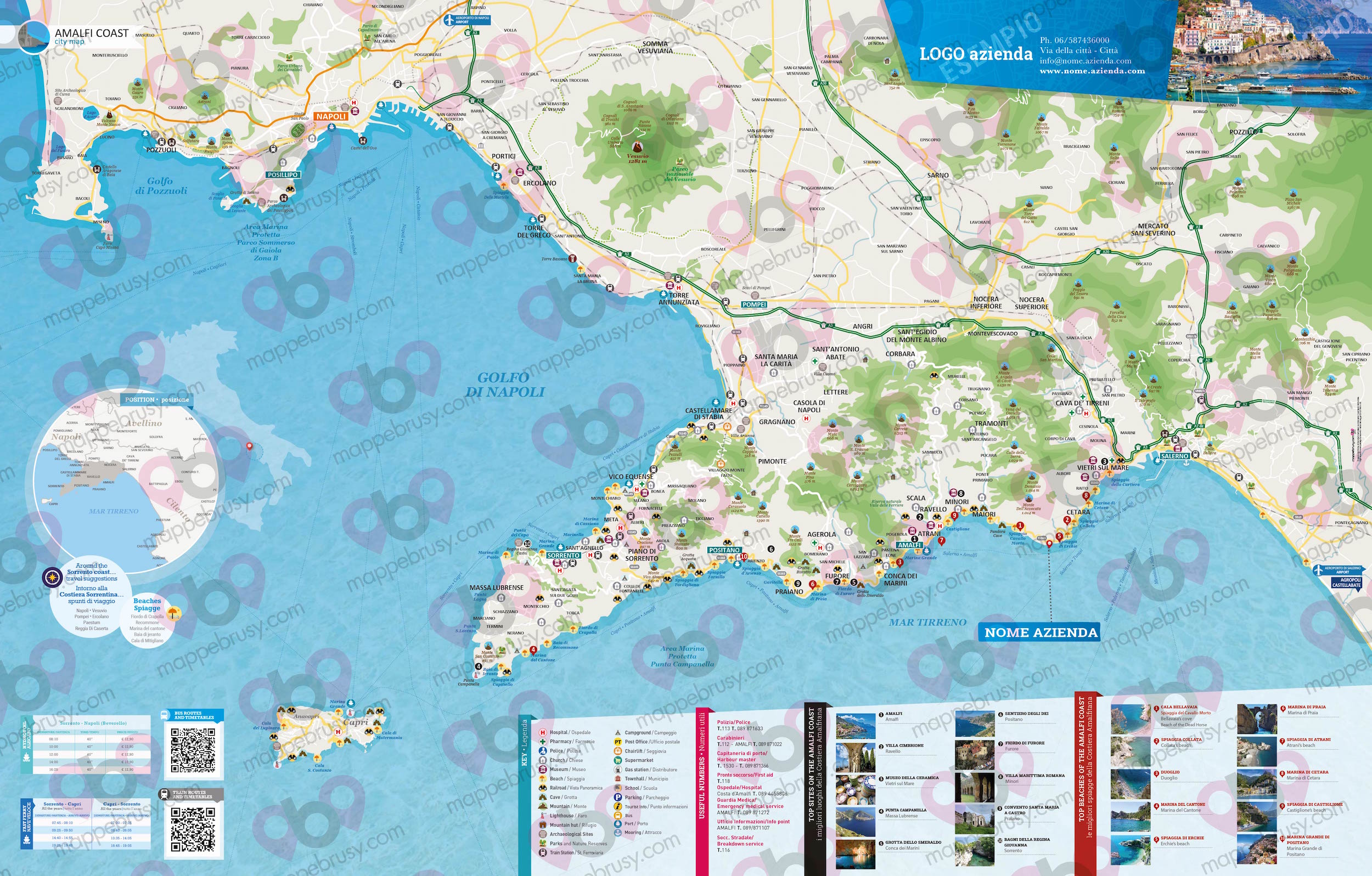 Mappa Costiera Amalfitana - Amalfi Coast city map - mappa Costiera Amalfitana - mappa personalizzata Costiera Amalfitana
