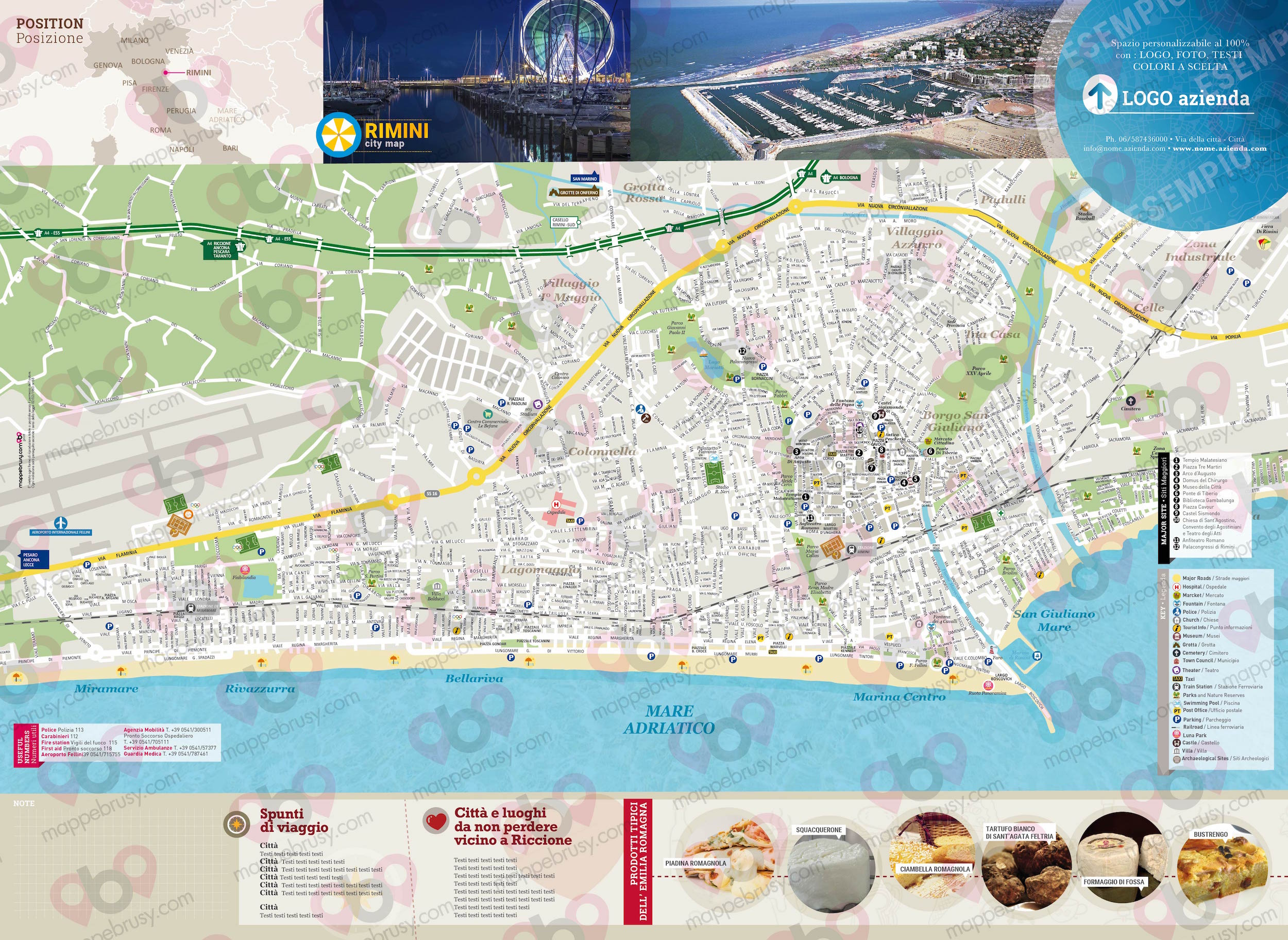 Mappa di Rimini - Rimini city map - mappa Rimini - mappa personalizzata di Rimini