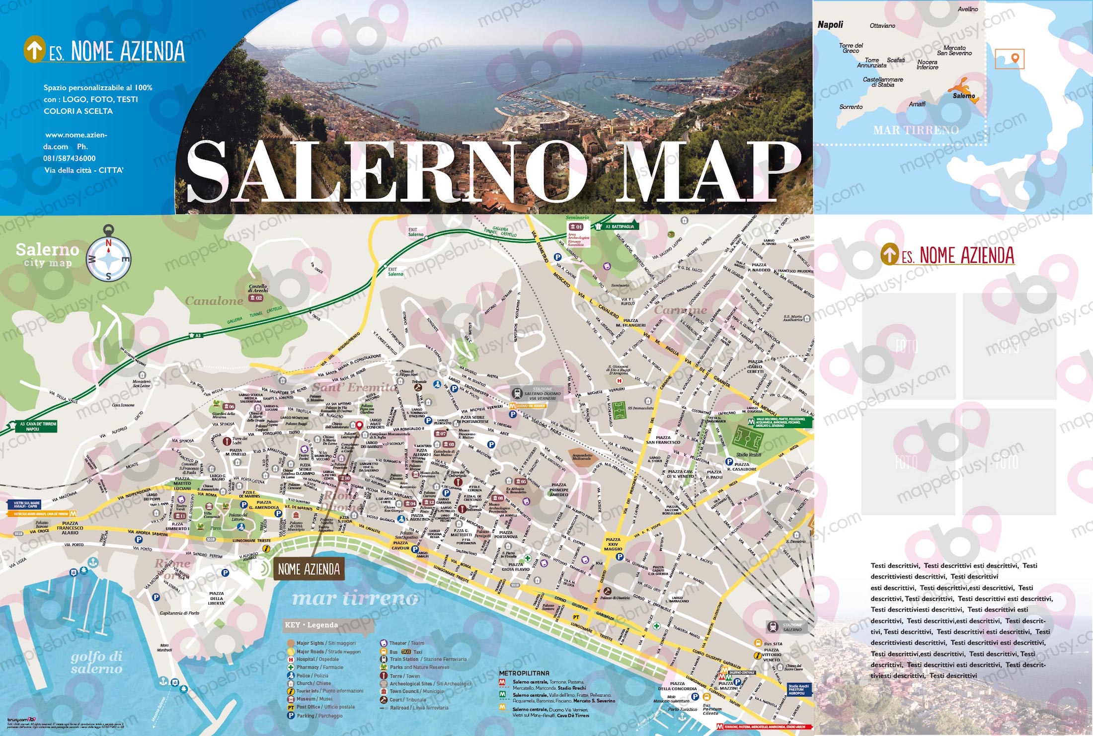 Mappa di Salerno - Salerno city map - mappa Salerno - mappa personalizzata di Salerno