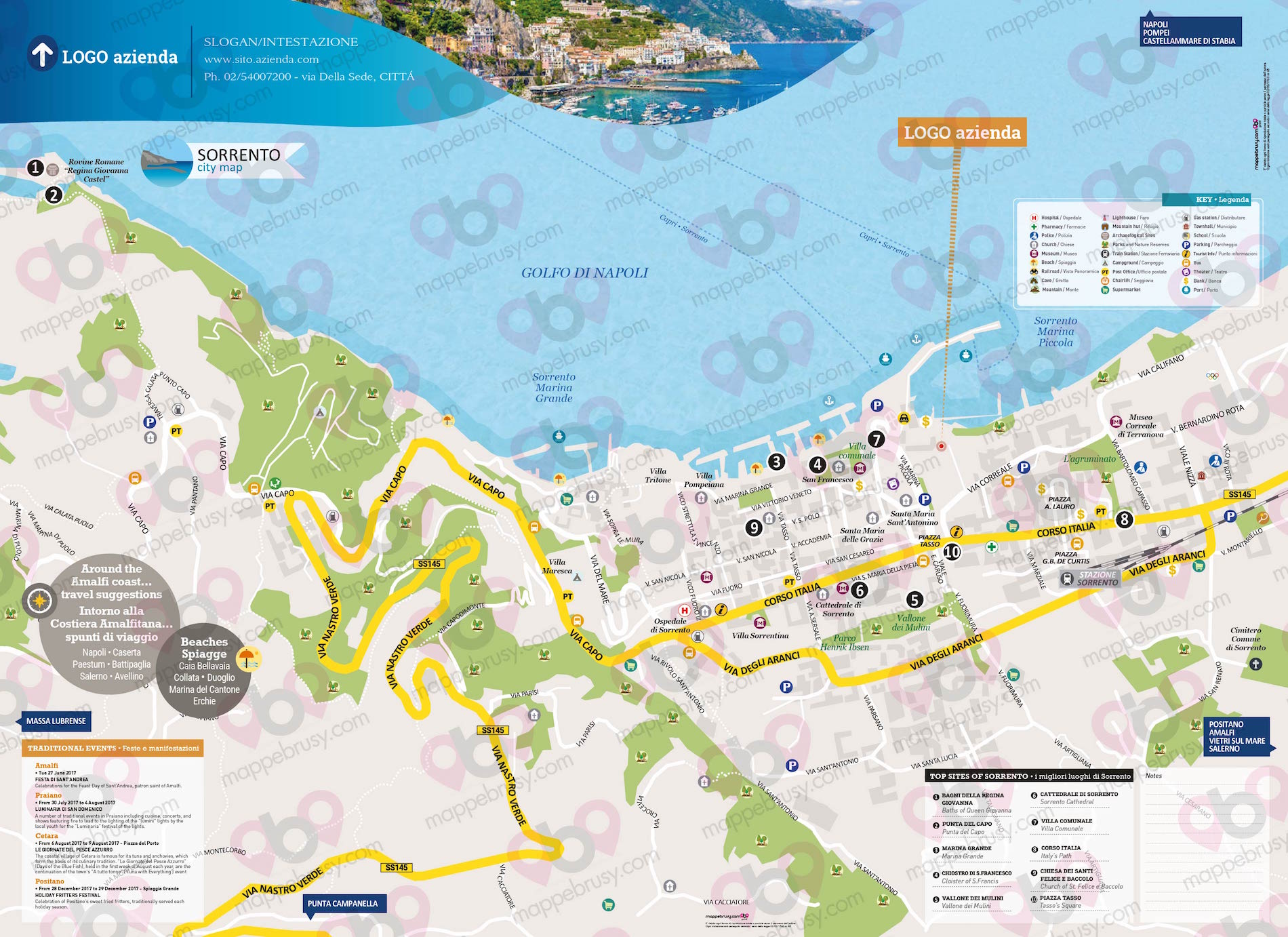 Mappa di Sorrento - Sorrento city map - mappa Sorrento - mappa personalizzata di Sorrento