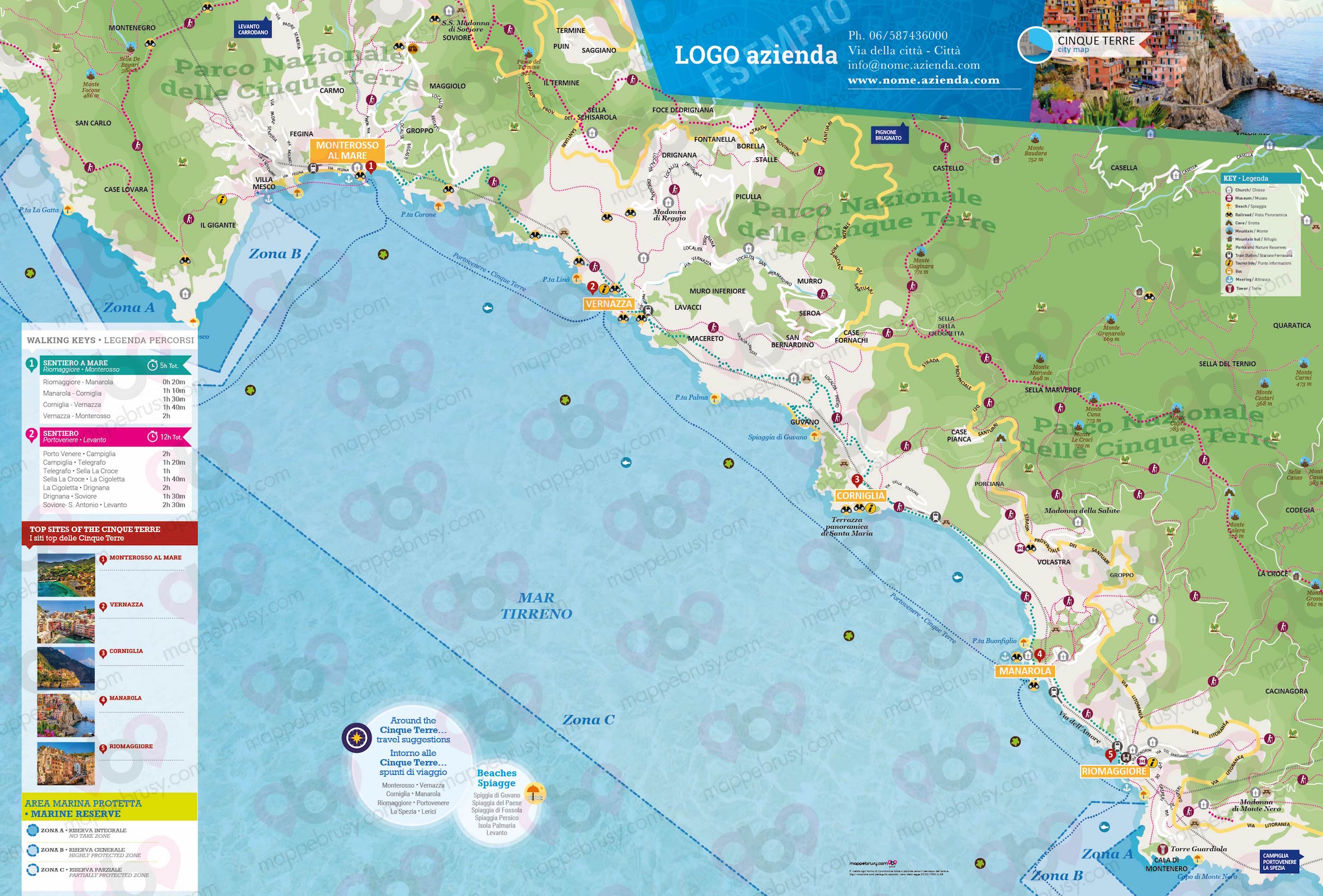 Mappa delle Cinque Terre - Cinque Terre city map - mappa delle Cinque Terre - mappa personalizzata delle Cinque Terre