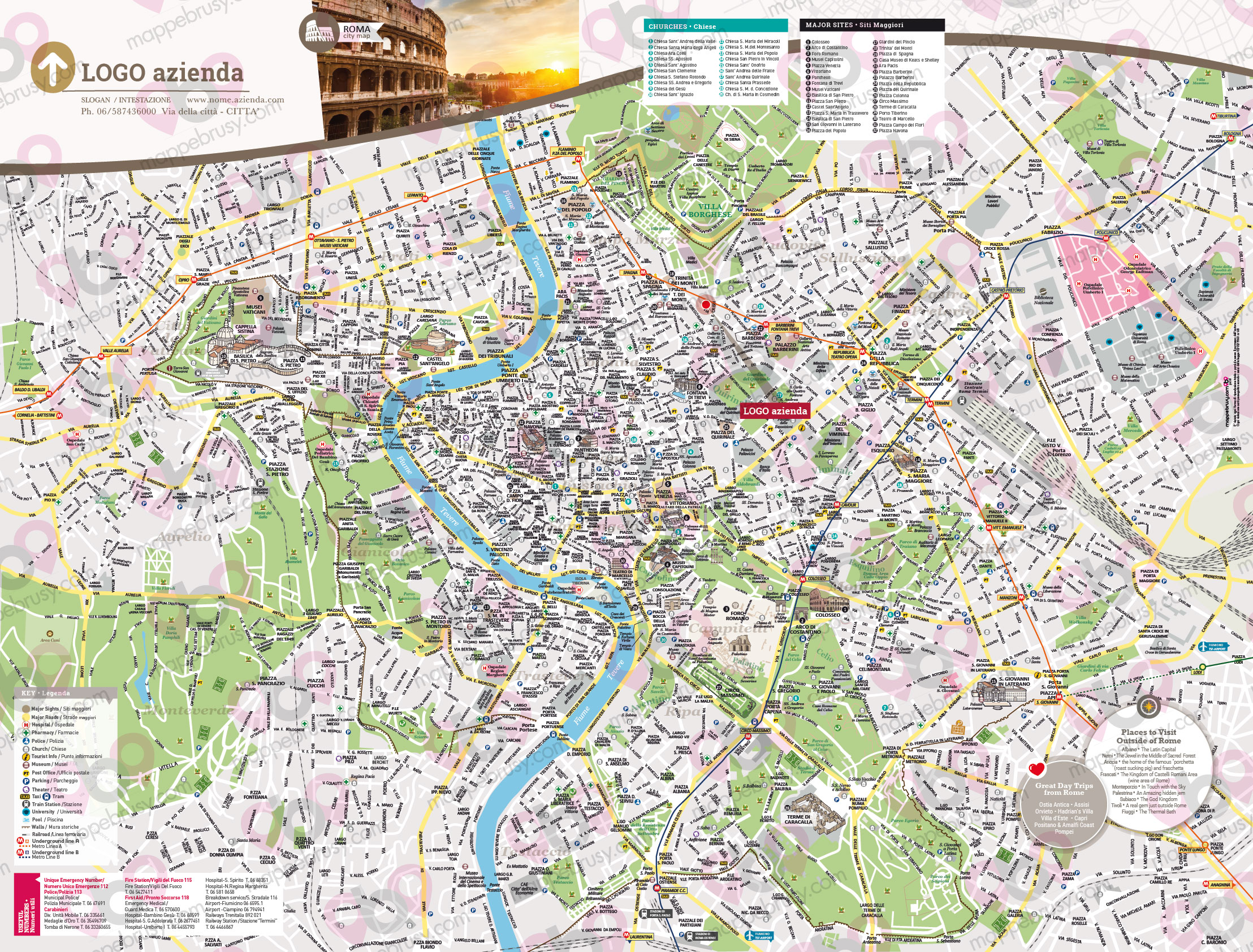 Mappa di Roma - Roma city map - mappa Roma - mappa personalizzata di Roma