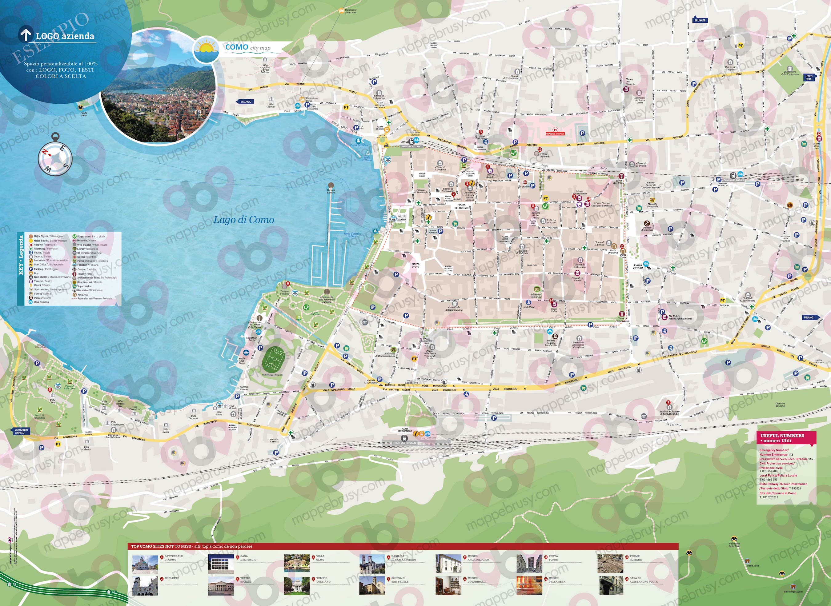 Mappa di Como - Como city map - mappa Como - mappa personalizzata di Como