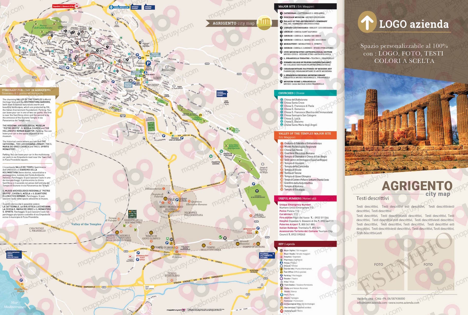 Mappa di Agrigento - Agrigento city map - mappa Agrigento - mappa personalizzata di Agrigento - mappa tursitica di Agrigento