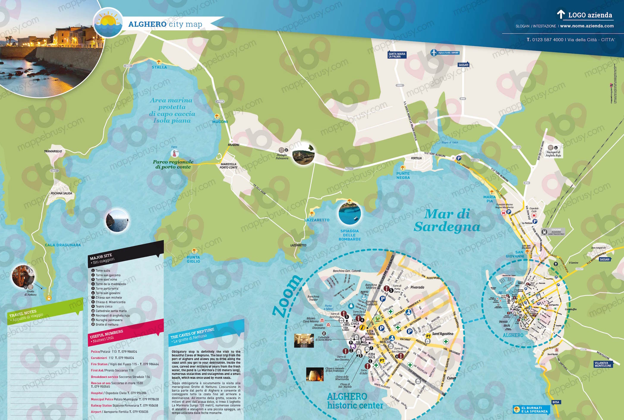 Mappa di Alghero - Alghero city map - mappa Alghero - mappa personalizzata di Alghero