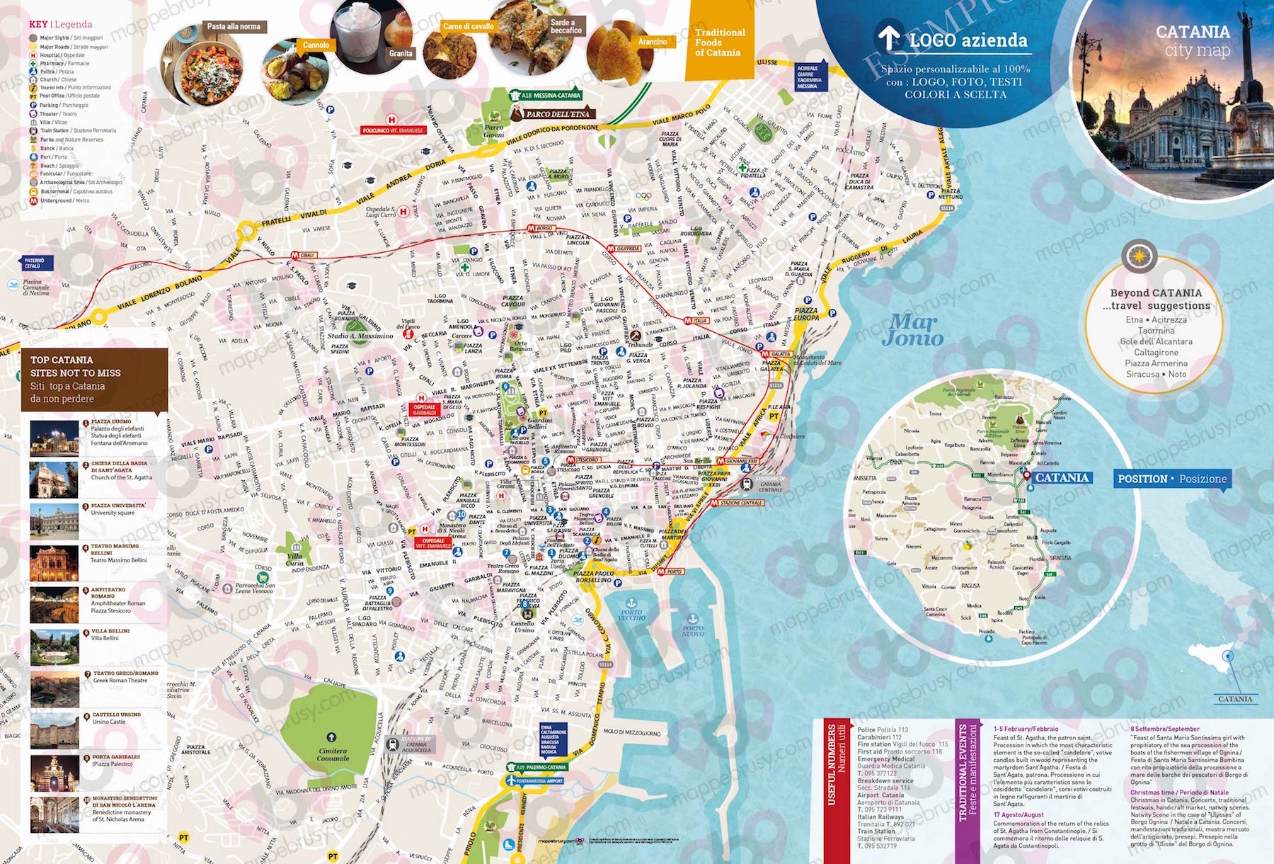 Mappa di Catania - Catania city map - mappa Catania - mappa personalizzata di Catania - mappa tursitica di Catania