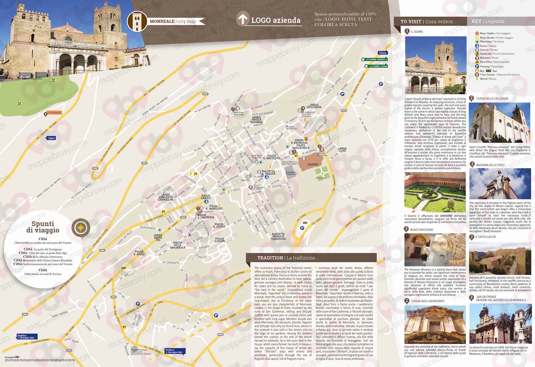 Mappa di Monreale - Monreale city map - mappa Monreale - mappa personalizzata di Monreale - mappa tursitica di Monreale