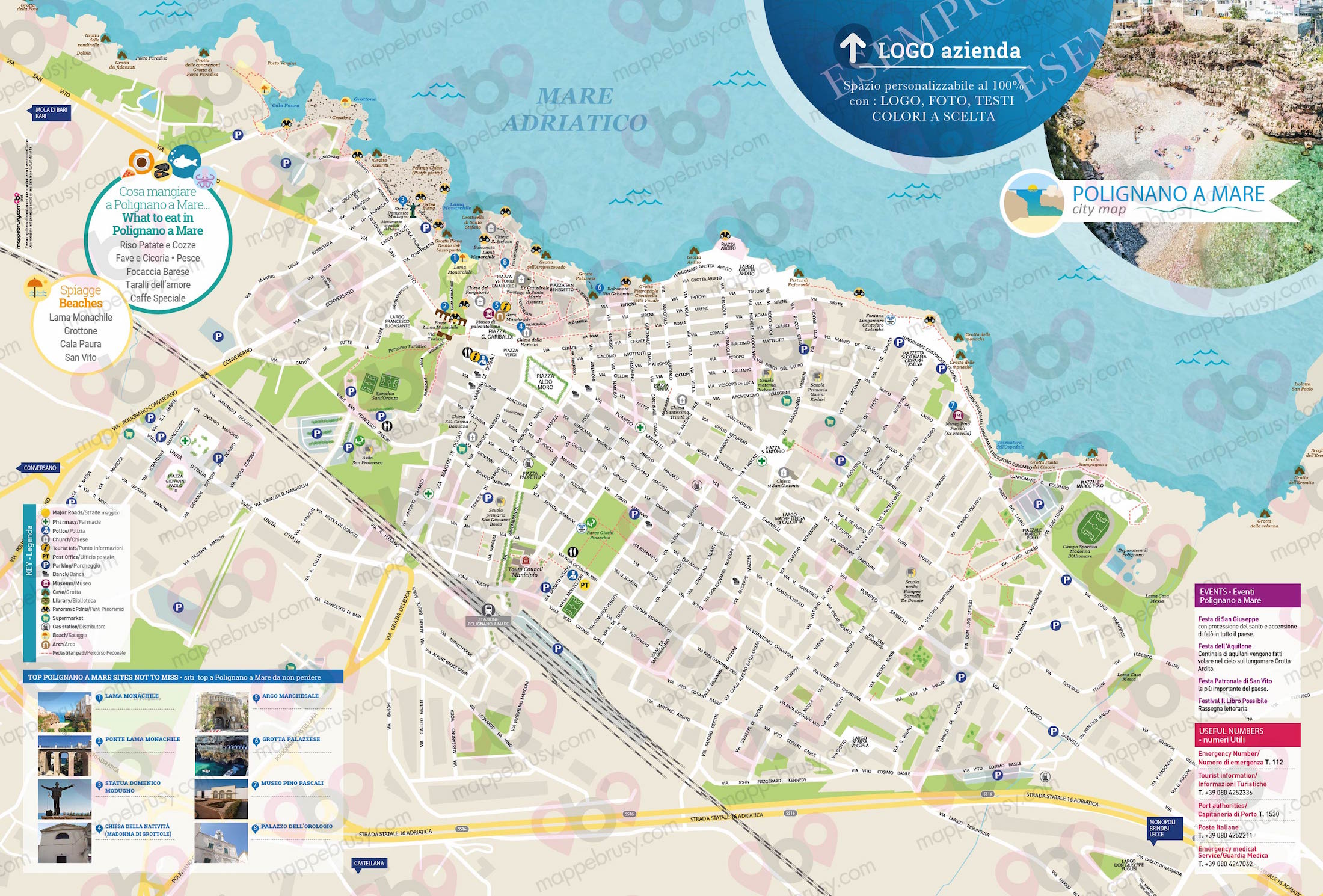 Mappa di Polignano a Mare - Polignano a Mare city map - mappa Polignano a Mare - mappa personalizzata di Polignano a Mare