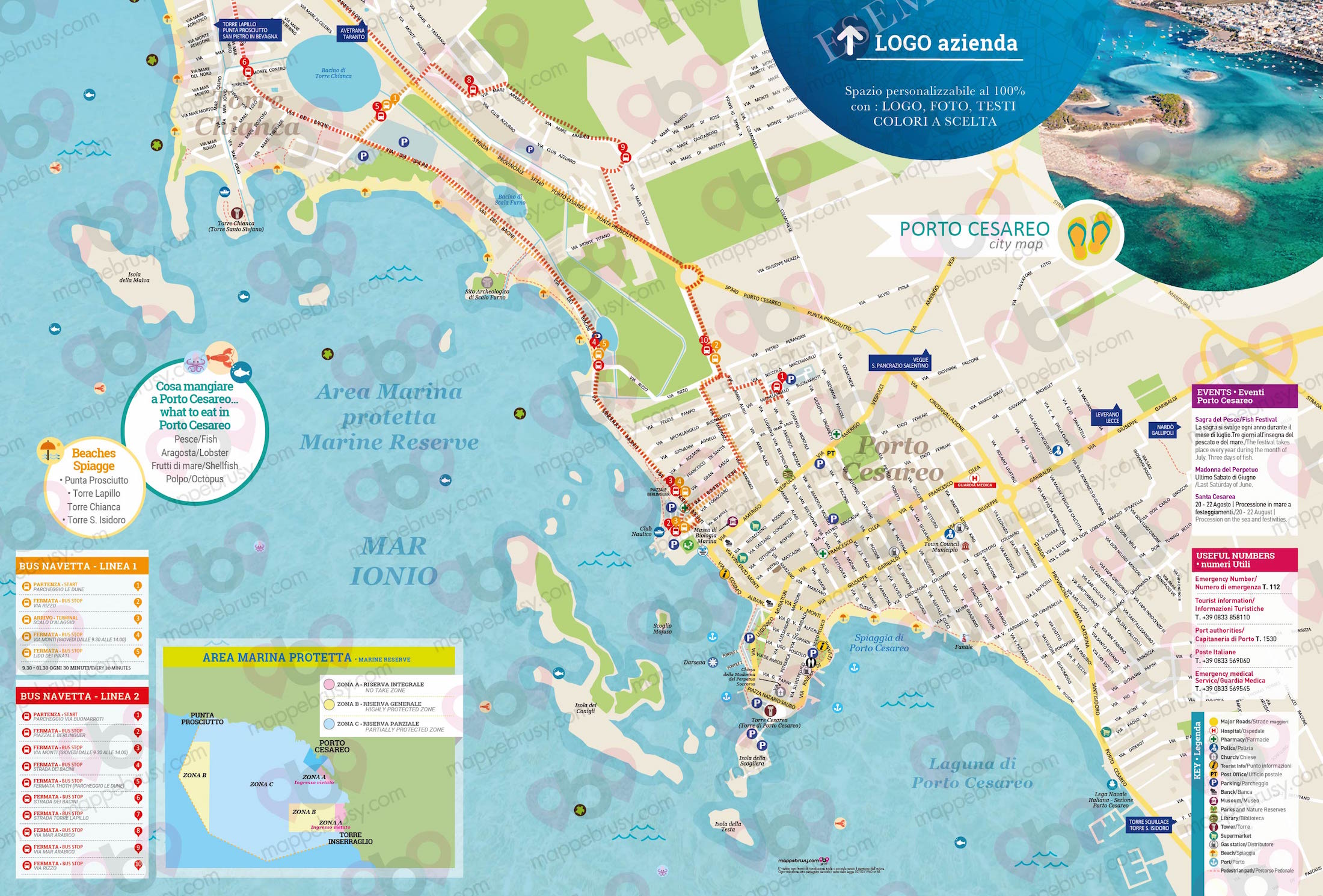 Mappa di Porto Cesareo - Porto Cesareo city map - mappa Porto Cesareo - mappa personalizzata di Porto Cesareo