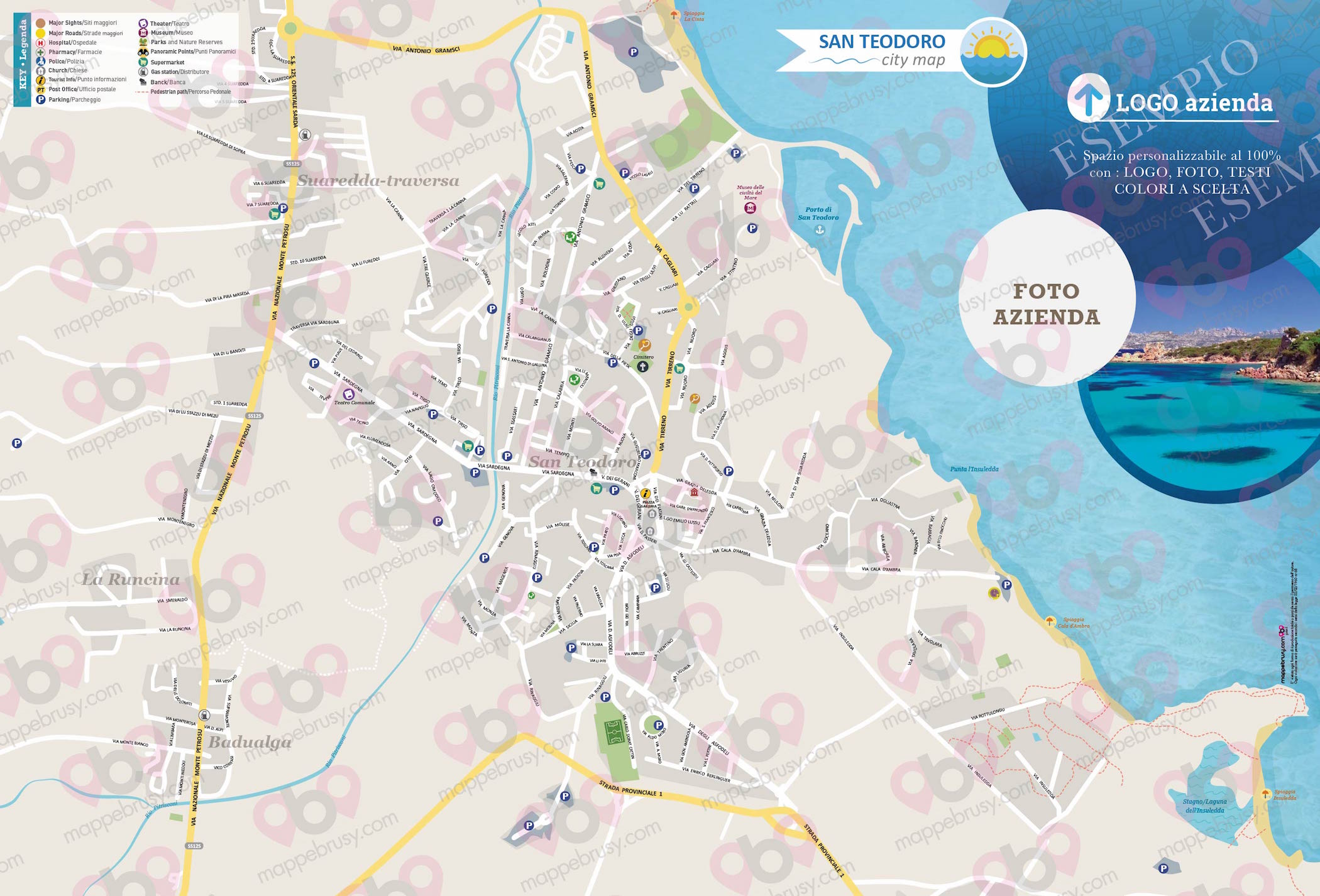 Mappa di San Teodoro - San Teodoro city map - mappa San Teodoro - mappa personalizzata di San Teodoro
