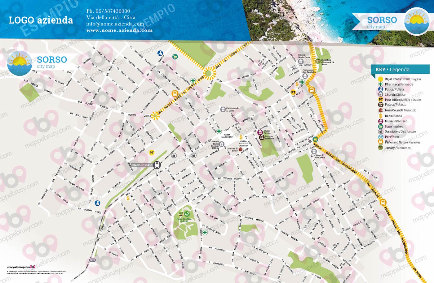 Mappa di Sorso - Sorso city map - mappa Sorso - mappa personalizzata di Sorso