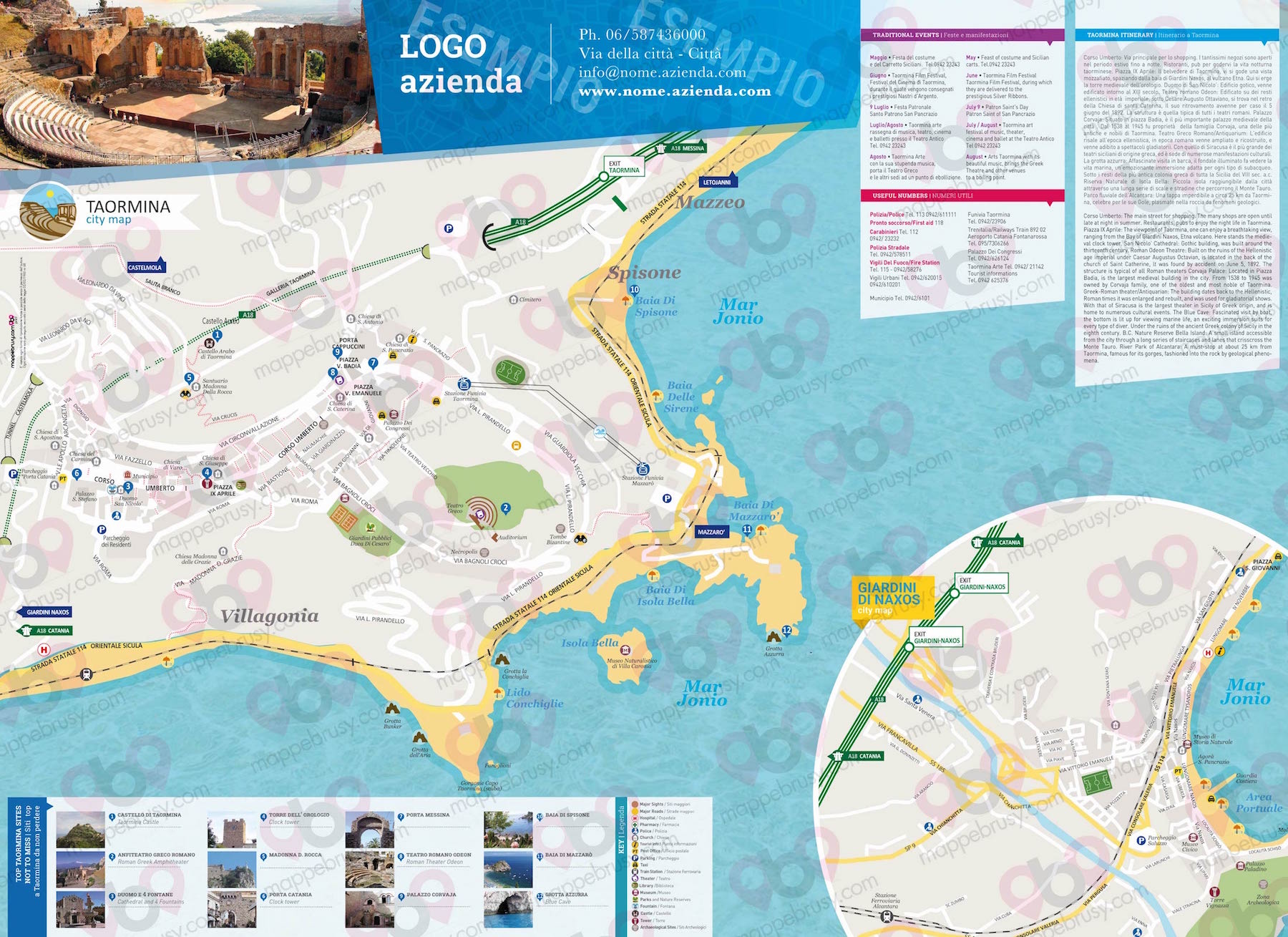 Mappa di Taormina - Taormina city map - mappa Taormina - mappa personalizzata di Taormina - mappa tursitica di Taormina