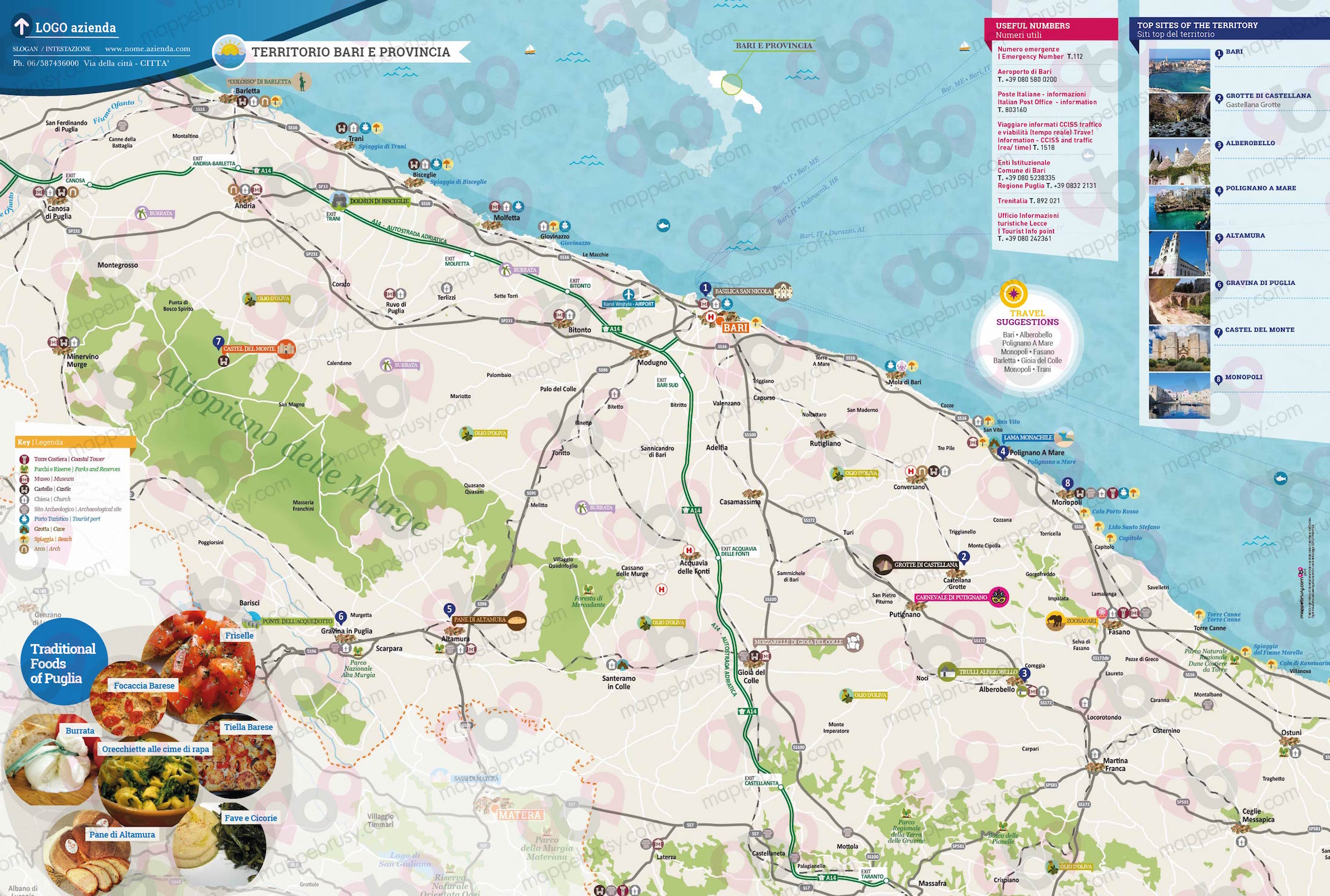 Mappa della Puglia - Puglia city map - mappa Puglia - mappa personalizzata della Puglia