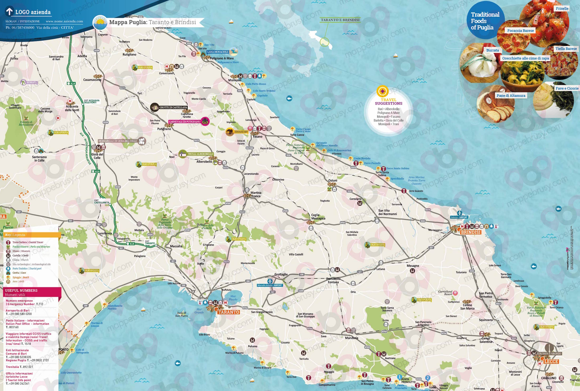 Mappa della Puglia - Puglia city map - mappa Puglia - mappa personalizzata della Puglia