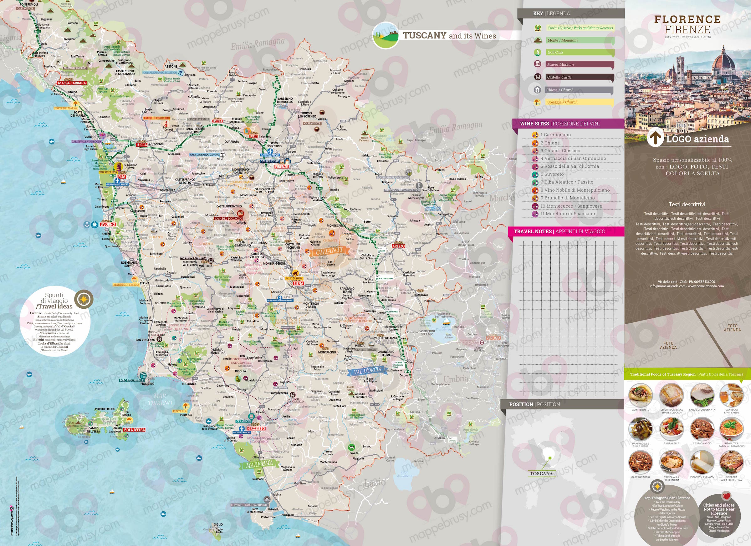 Mappa della Toscana - Tuscany map - mappa Toscana - mappa personalizzata della Toscana - mappa tursitica della Toscana