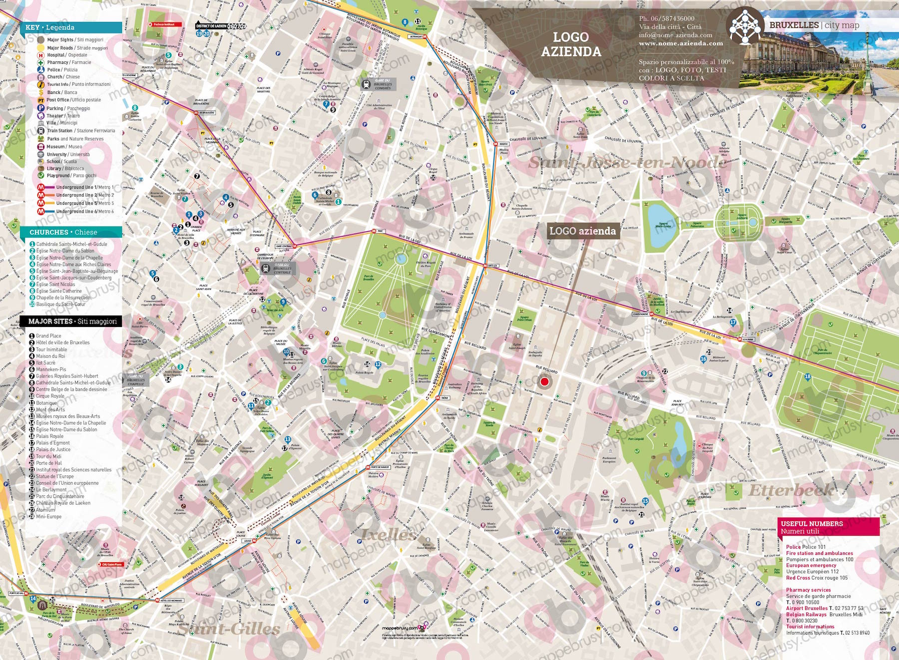 Mappa di Bruxelles - Bruxelles city map - mappa Bruxelles - mappa personalizzata di Bruxelles - mappa tursitica di Bruxelles