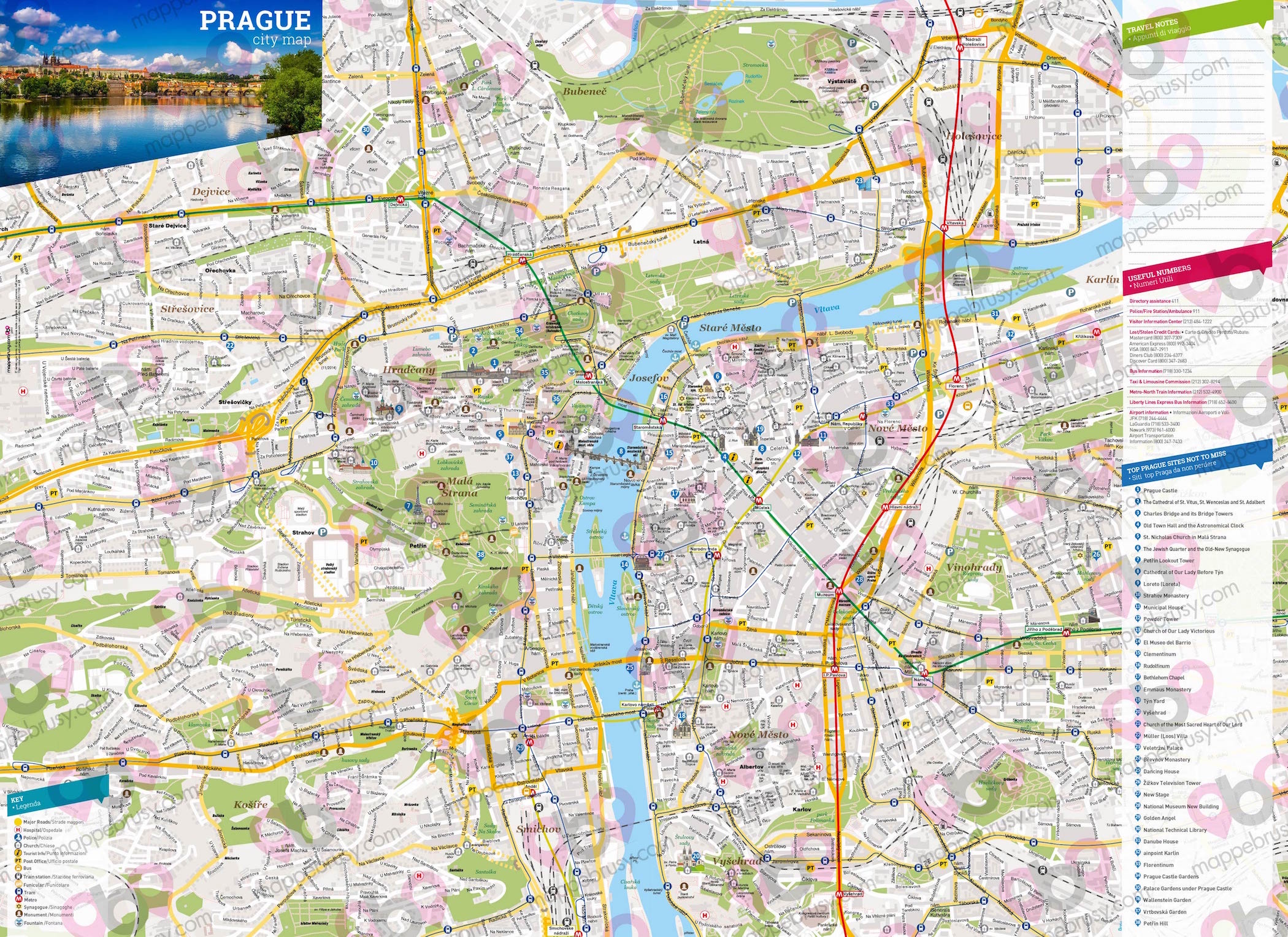 Mappa di Praga - Praga city map - mappa Praga - mappa personalizzata di Praga - mappa tursitica di Praga