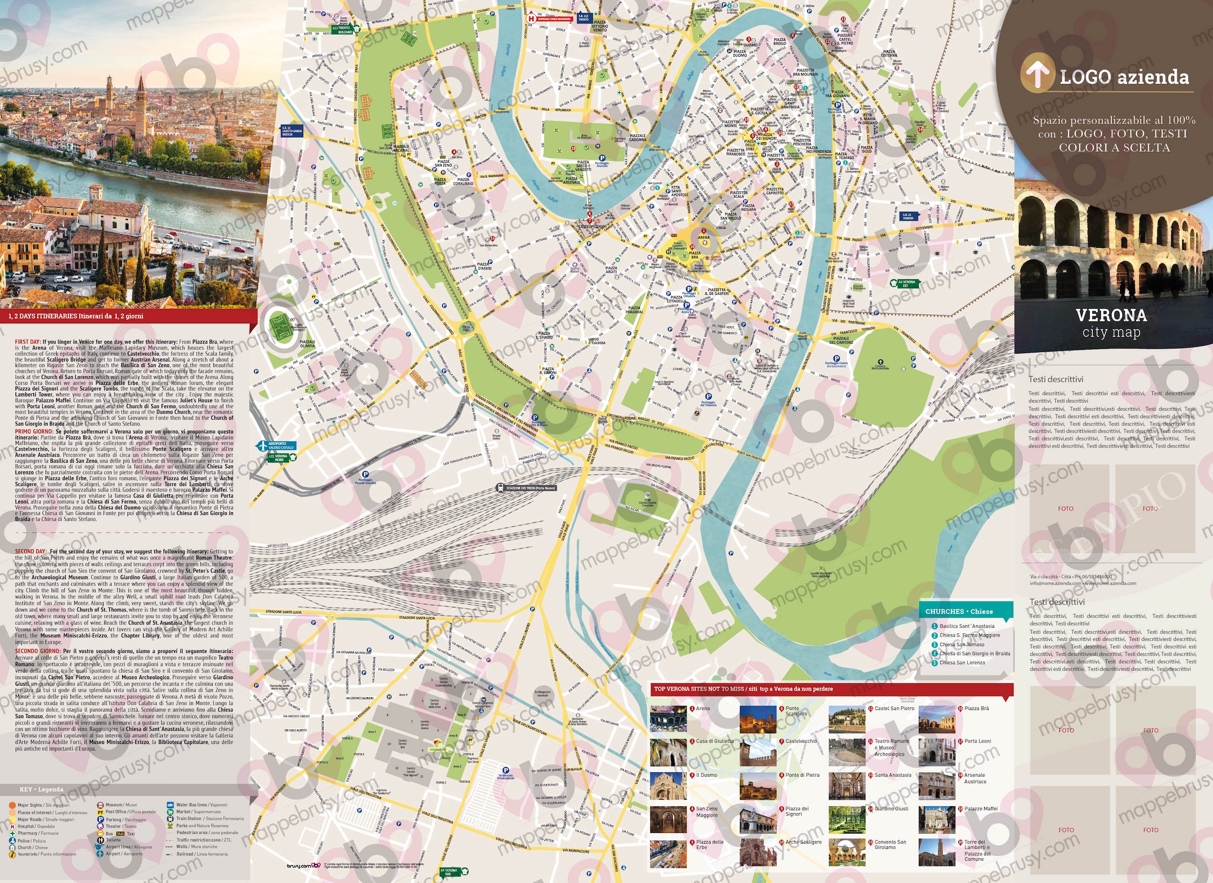 Mappa di Verona - Verona city map - mappa Verona - mappa personalizzata di Verona - mappa tursitica di Verona