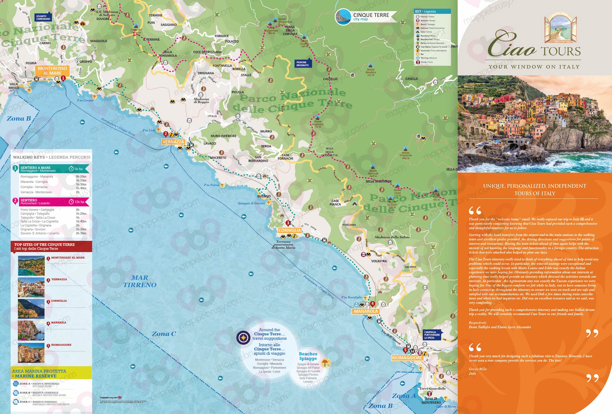 Mappa Lisica personalizzata per Ciao Tours Cinque Terre