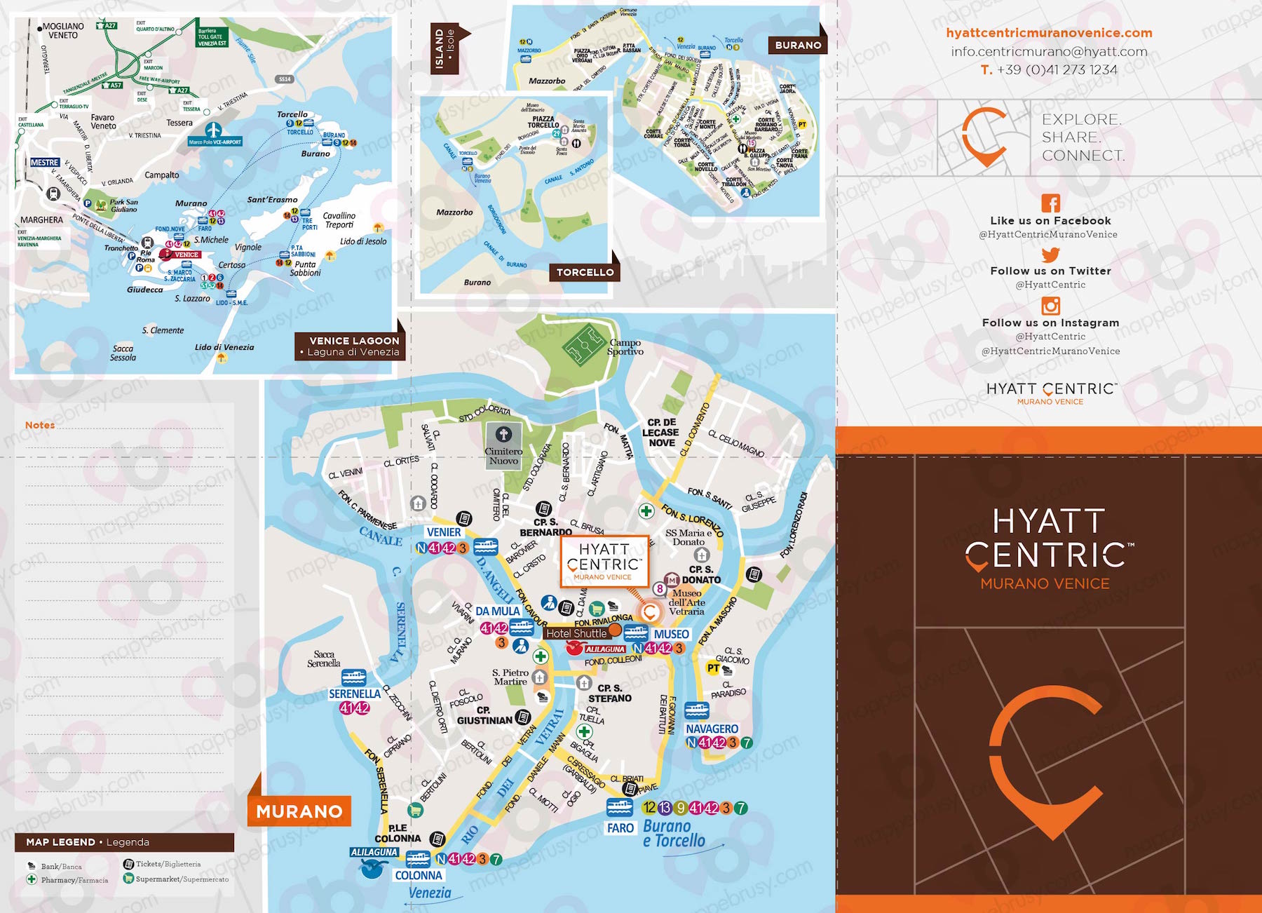 Mappa A3 personalizzata di Venezia per Hyatt Centric Murano Venice