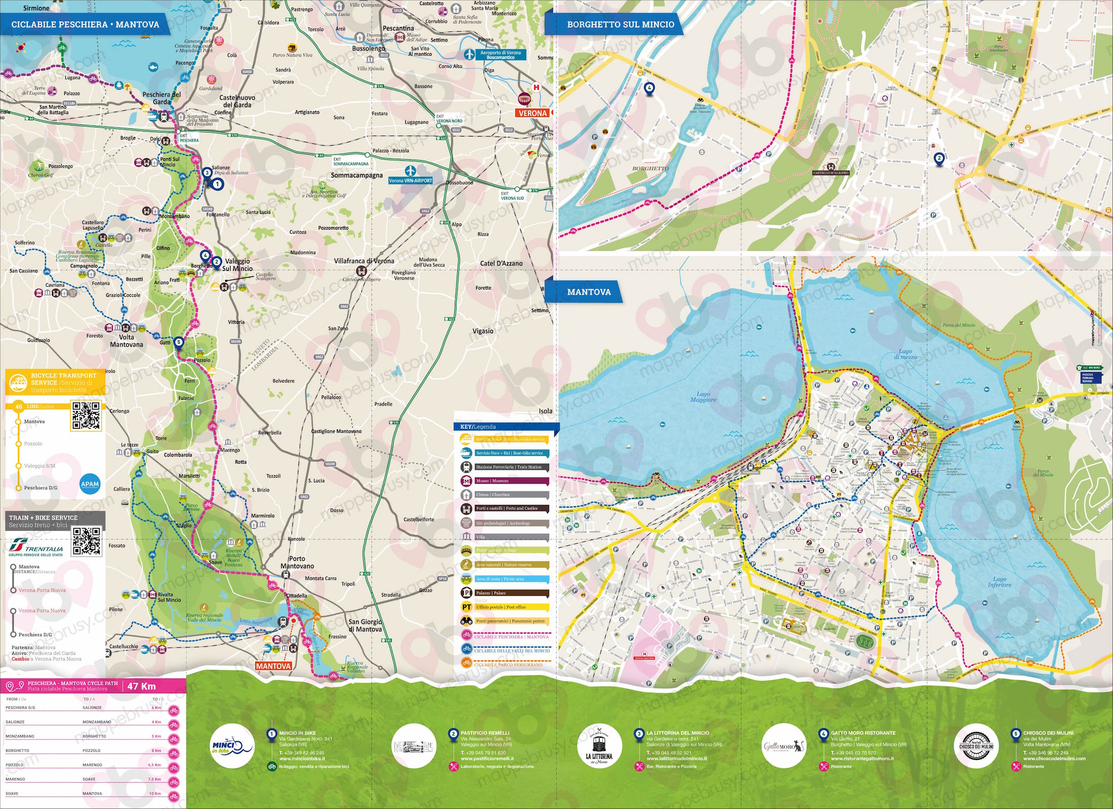 Mappa Grande personalizzata per Mincio in Bike Peschiera del Garda - Lago di Garda - Mantova